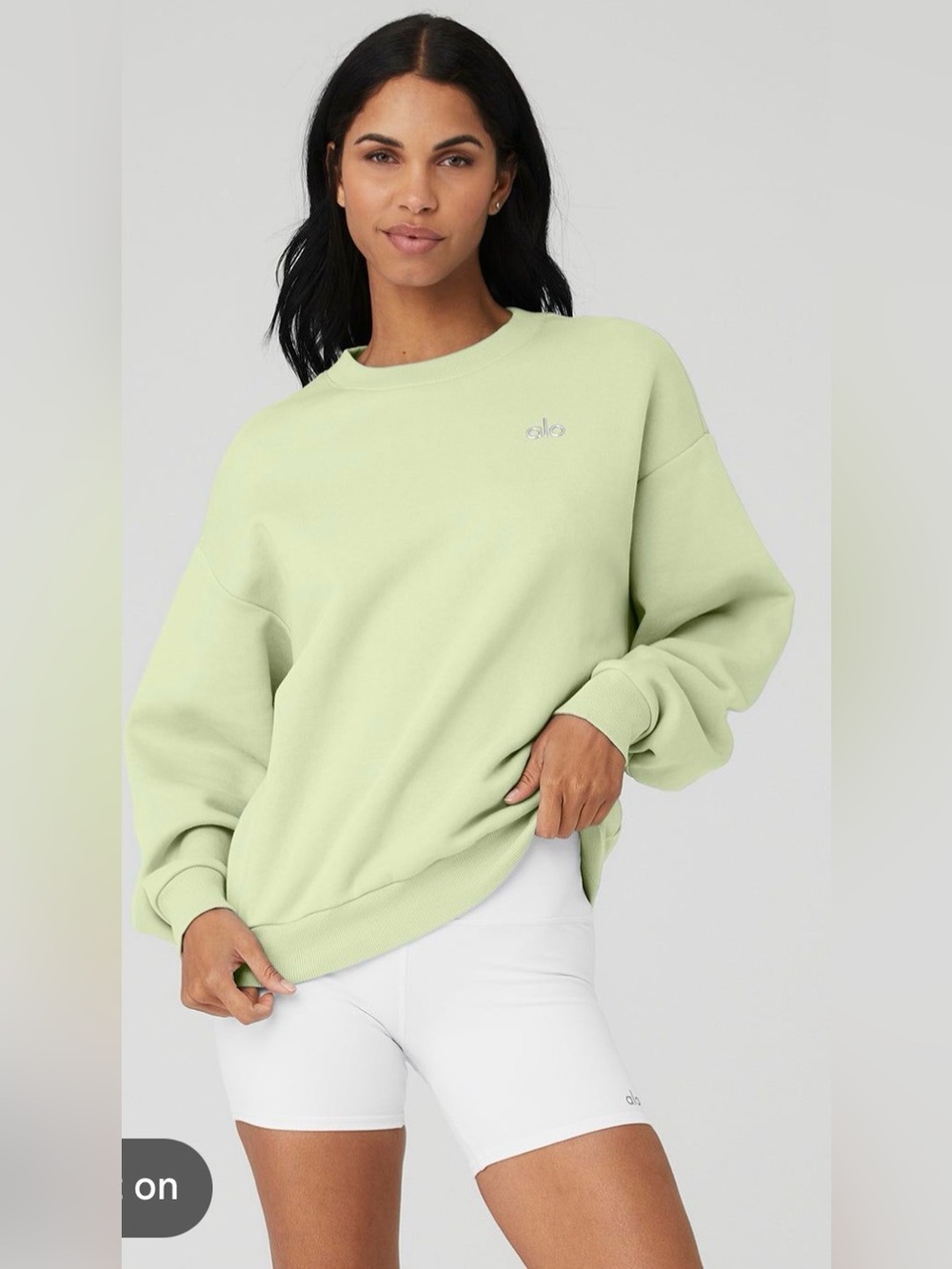 ALO Yoga Pale Lime Cropped Sweatshirt
